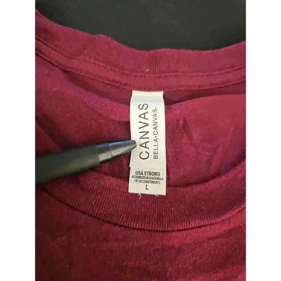 Canvas Maroon Printed Tee Short Sleeve Casual Large - Picture 5 of 7